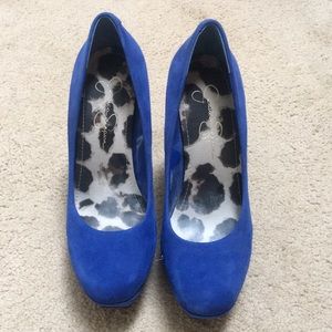 Jessica Simpson blue suede heels. NEW! Wore once.